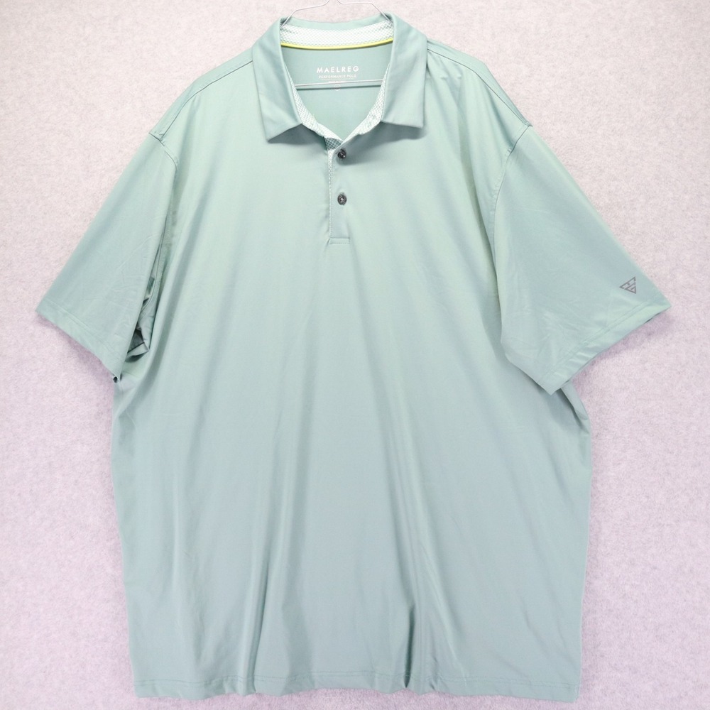 Maelreg Polo Shirt‎ Mens 3XL Performance Golf Stretch Flex Green Short Sleeve